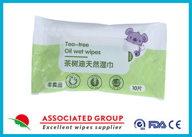 Alcohol Free Tea Tree Oil Wet Wipes , Natural Vera Baby Cleaning Wet Tissue Wipes 10pcs*6