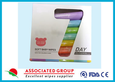 Plain Baby Wet Wipes Nonwoven Fabric No Fragrance 7bags / Ctn Colorful Package