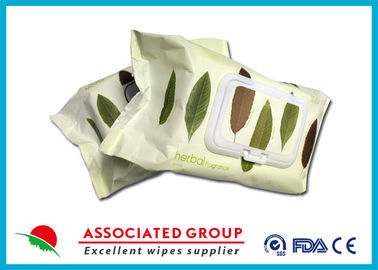 Hand / Mouth Cleaning Wet Wipe Tissues Herbal Fragrance 80PCS Flowpack With Lid